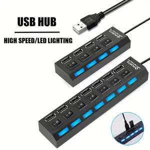4-Port and 7-Port High Speed USB HUB with Independent Switch for USB Drives, External Storage, Keyboard, Mouse and Charging, Enhanced Safety Features