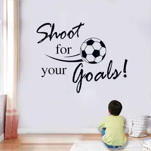 zhengwanhh09j Soccer Wall Stickers "Shoot for Your Goals", Motivational Soccer Ball Vinyl Decals for Kids Boys Bedroom, Playroom & Living Room Decor, 23.6x31.5 Inch
