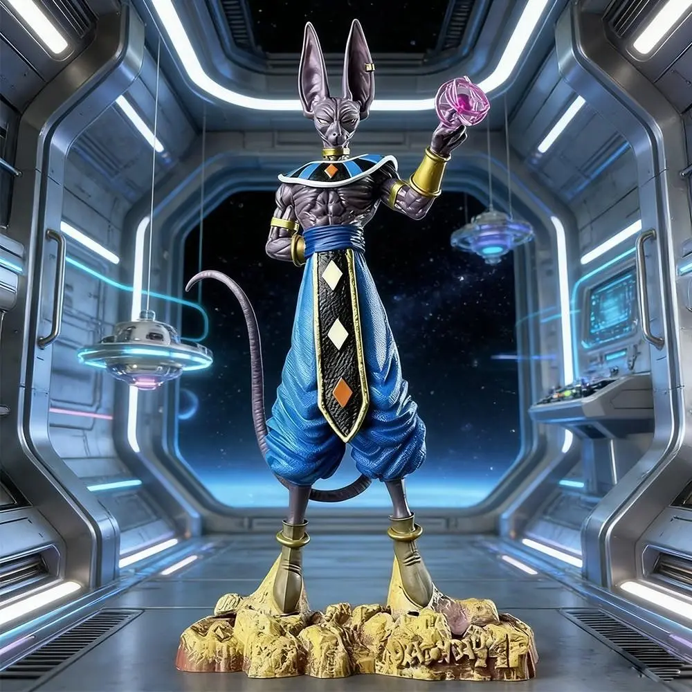 1 Pieces Dragon Ball Super Beerus Figure! God of Destruction Energy Ball Pose with Cyberpunk Scene，Unboxing Beerus Statue! Must-Have DBZ Collectible for Dragon Ball Fans ，Perfect Desk Decor for Dragon Ball Otakus, Desktop Statue Figurine
