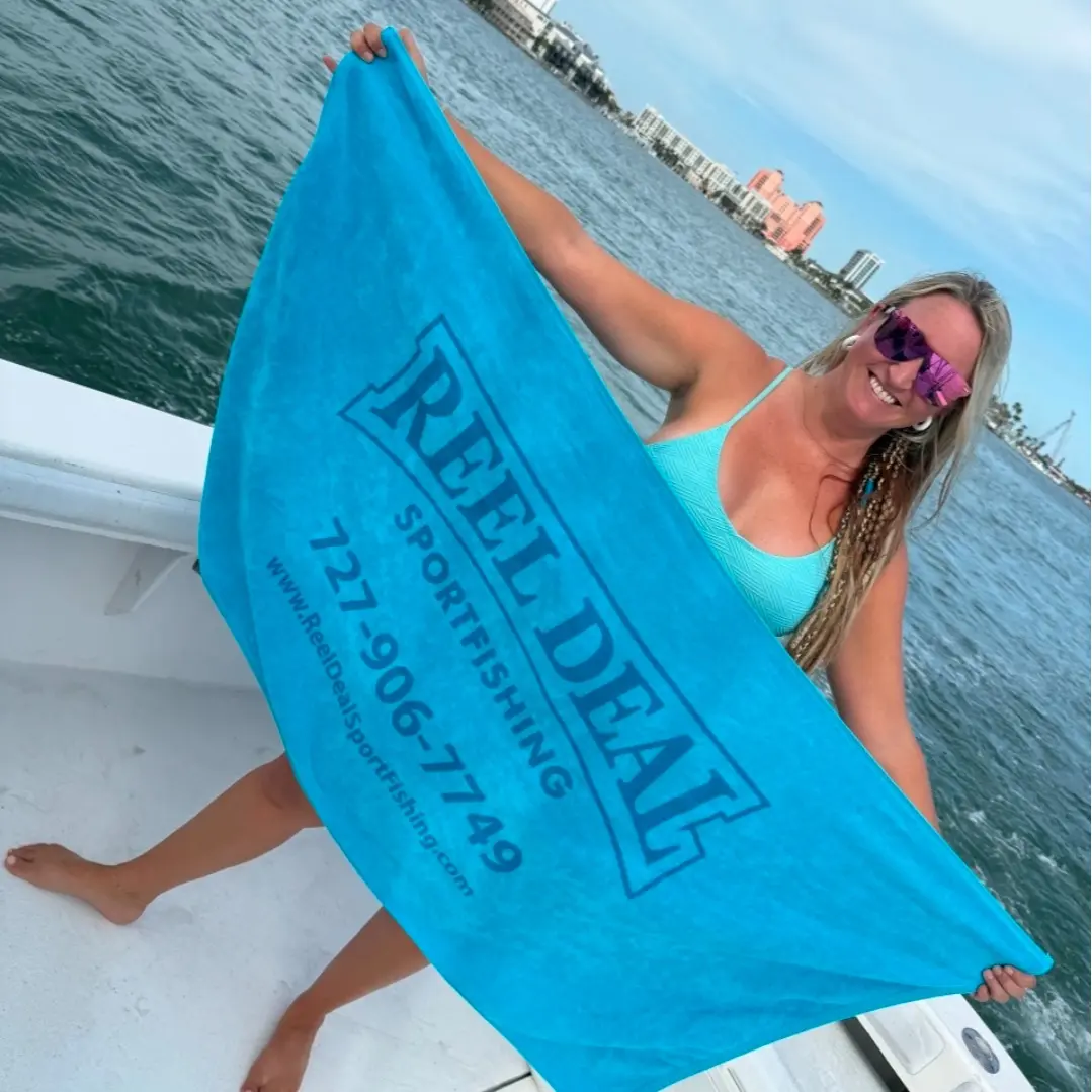 Reel Deal Sportfishing Full-Size Beach Towel Adventure - Soft Absorbent Oversized Towel for Beach Days Boat Trips Pool Lounging and Outdoor Adventures
