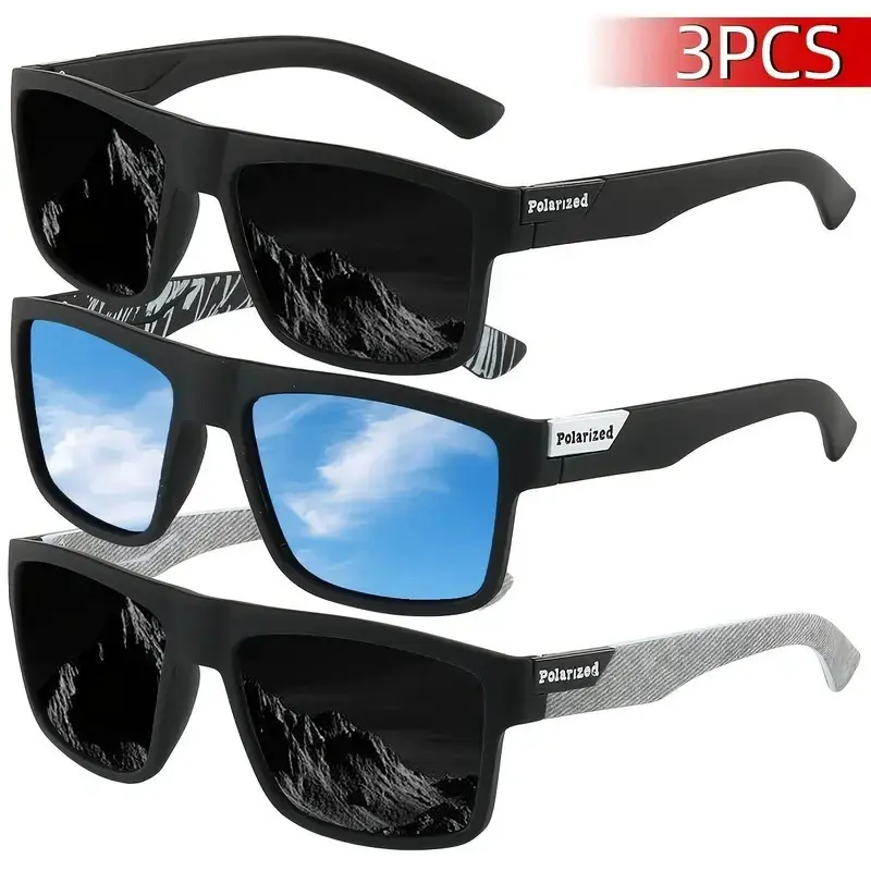 Men's Polarized Square Sunglasses, Fashion Anti Glare Eyewear with a Durable Design and Blue Tint for Driving & Outdoor Sports, Men's Sunglasses, High Quality Sunglasses
