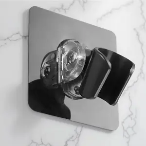 No Drill Adjustable Shower Head Holder Strong Adhesive Wall Mount Bracket Waterproof Rustproof Angle Rotation Universal Upgraded Shower Spray Fixer Showerhead Holder