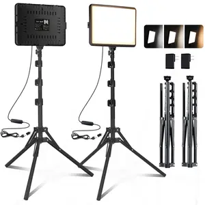1/2-Pack LED Video Light Kit, NiceVeedi Studio Light, 2800-6500K Dimmable Photography Lighting Kit with Tripod Stand&Phone Holder, 73" Stream Light for Video Recording, Game Streaming, YouTube