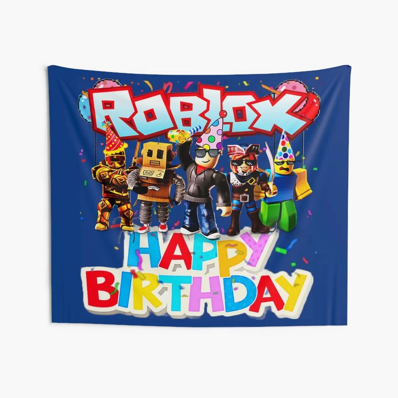 2024 Roblox Inspired Happy Birthday Party Wall Tapestry Banner Tapestry, Gift for Friend, Decor room