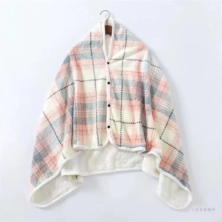 Wearable Polar Fleece Throw Blanket - Sleeveless Plush Cape with Button Closure, Keep Warm Cold-Weather Body-Warming Blanket for Home Use, Throw Blankets, Keep Warm Blankets