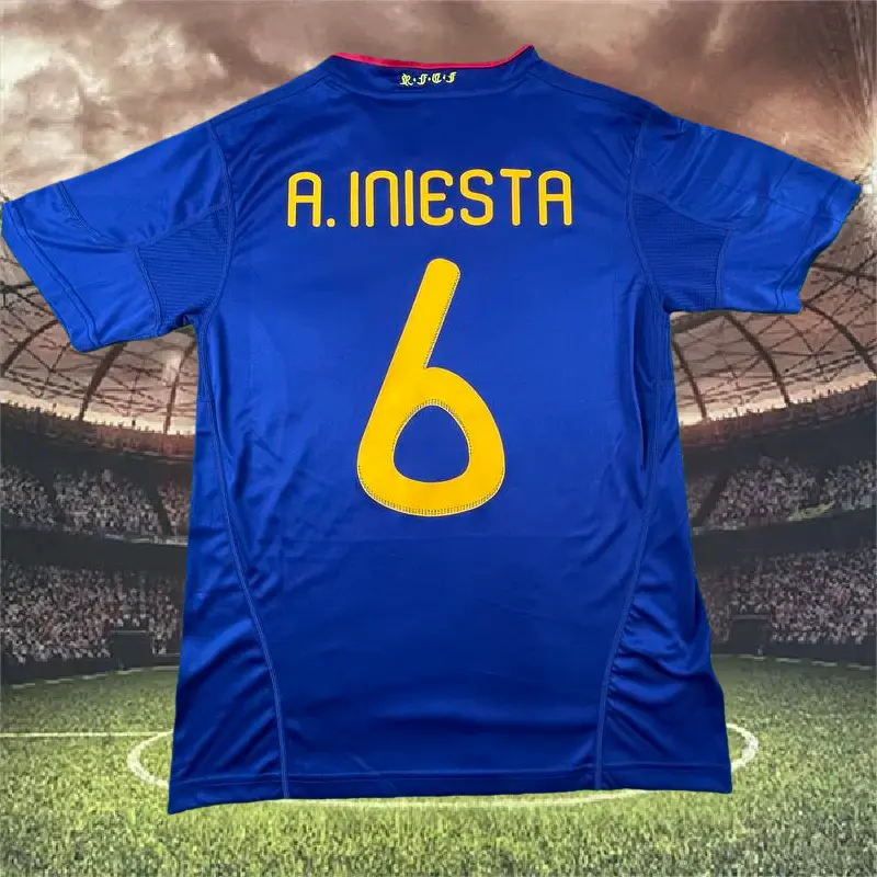 2010 Spain Away 6 Iniesta Classic Vintage Short Sleeve Jersey