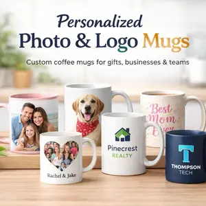 Custom Photo Coffee Mug Gift For Him Her Couples Office Mugs Company Coffee Cups Business Mugs Glossy Reusable Tumbler Personalized Message