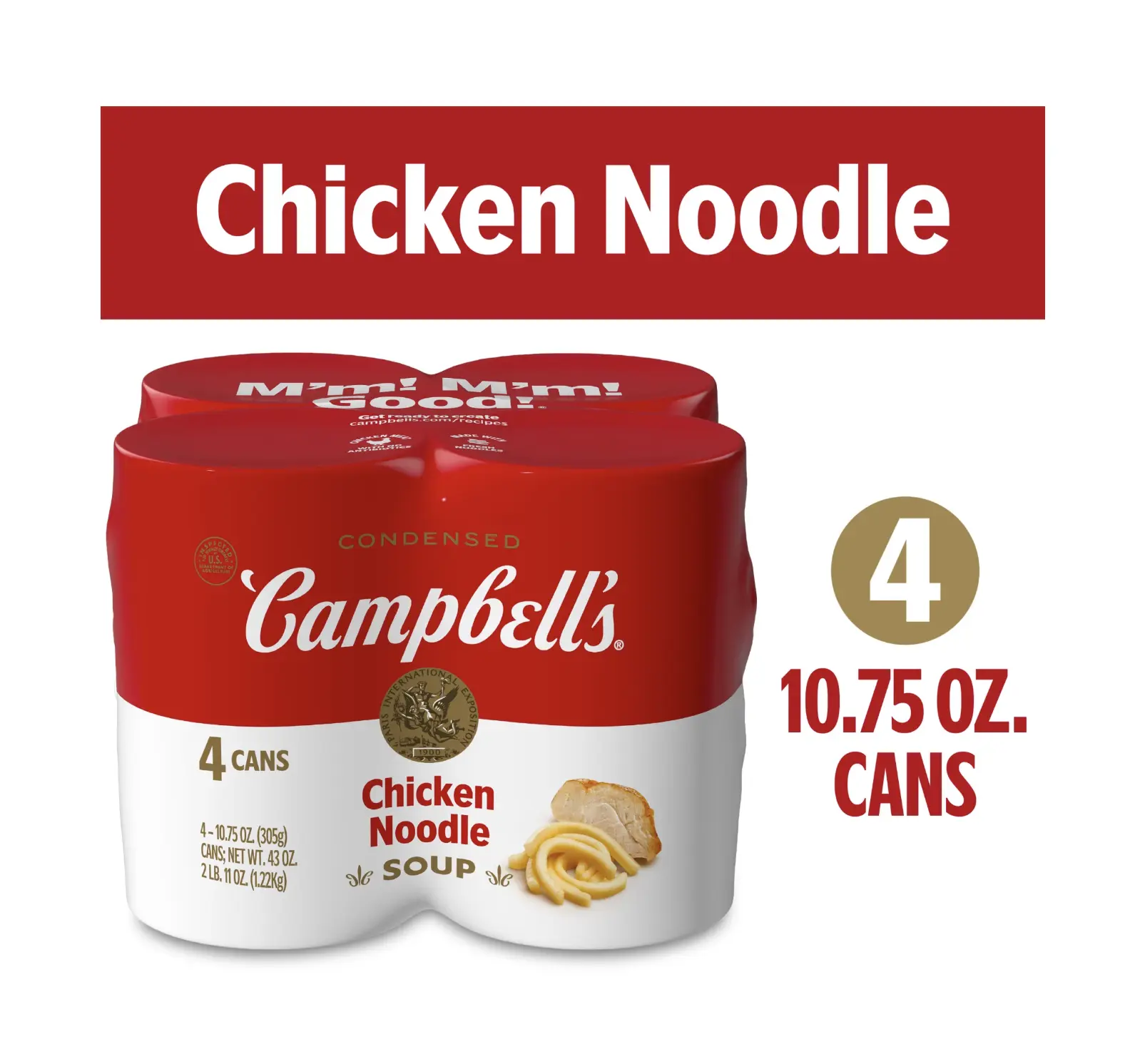 Campbell’s Condensed Chicken Noodle Soup 4 Pack Instant Food, 10.75oz Can
