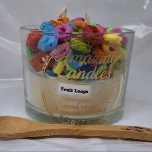 Amazing Candles Fruit Loops Hand Poured Collection with Colorful Loops and Wooden Spoon