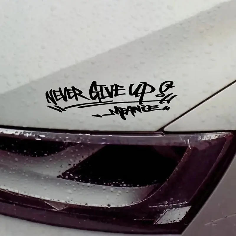 Never Give Up Car Sticker, Reflective Waterproof Adhesive Decal for Cars, Motorcycle Stickers, Durable Automotive Accessories, Automobile Decals, Car Window Stickers