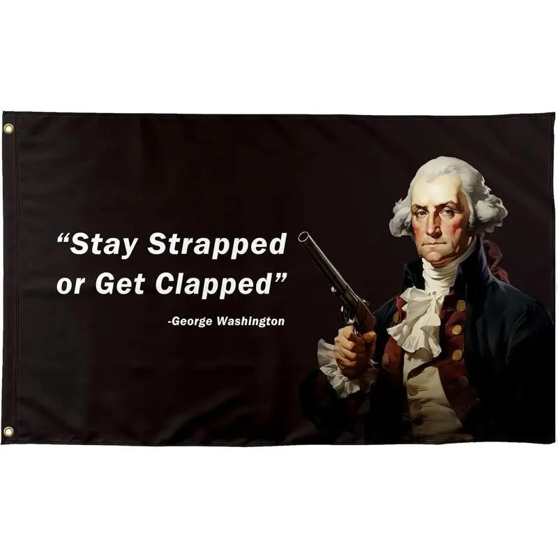 Stay Strapped Or Get Clapped Funny Quote Flags Cool Meme Flag Banner  Room Guys Men Bedroom Mancave College Tapestry Hangings  F-1776Black Decor summerwins,summerwins