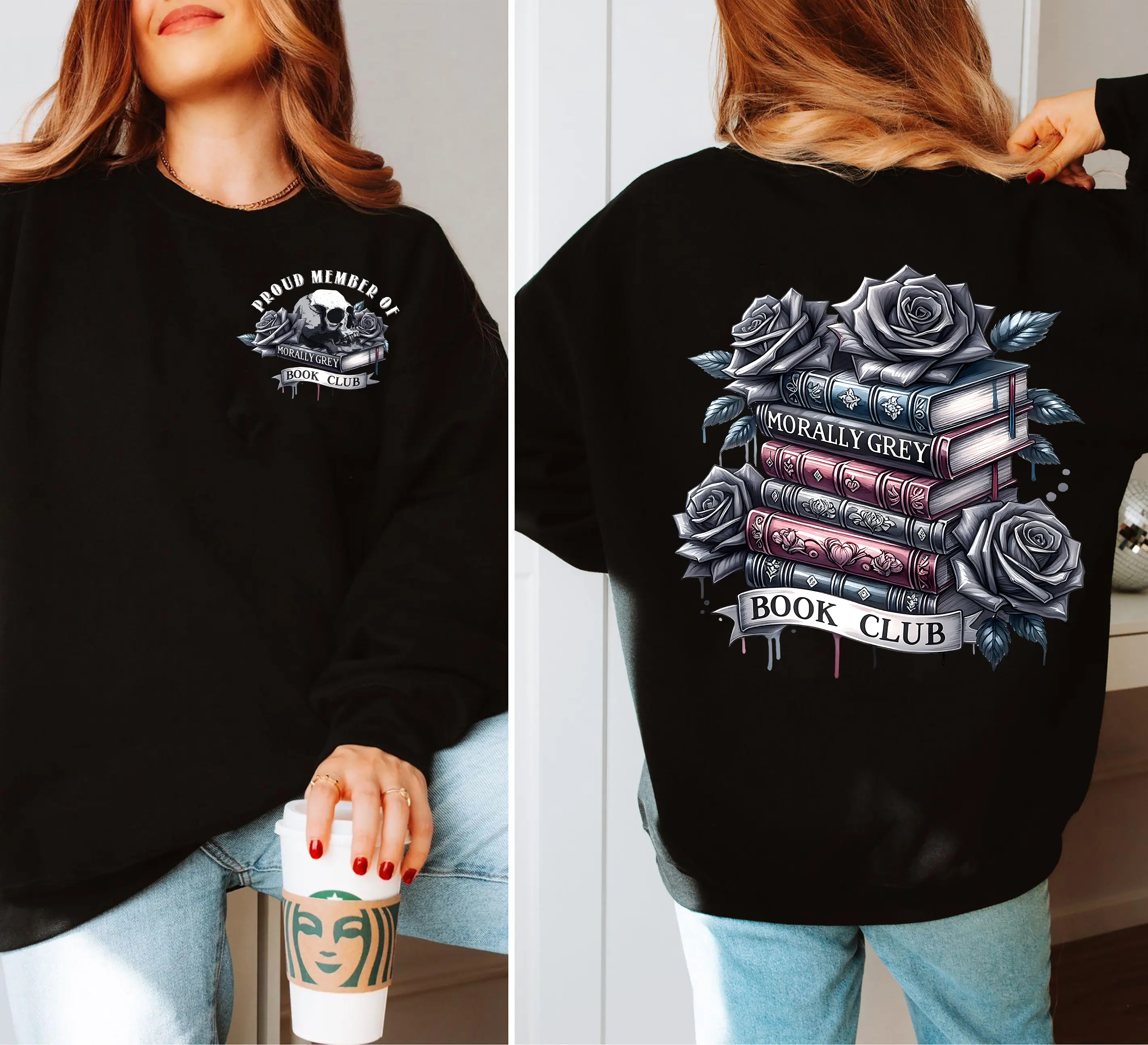 Morally Grey Book Club Sweatshirt, Dark Romance Hoodie, Spicy Book Lovers Gift, Smut Reader Shirt, Smutty Bookish Unisex Soft Comfort Crewneck Pullover Long Sleeves Graphic Fabric Sweater