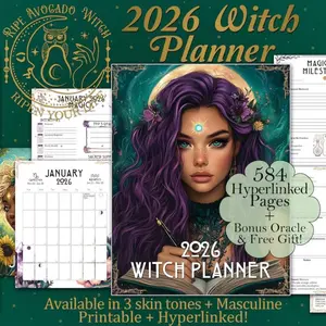 2026 Mystery Witch Planner Notebook, Daily Planning with Moon Phase Tracker, Gothic Astrology Guide, Dream Journal, Ritual Pages