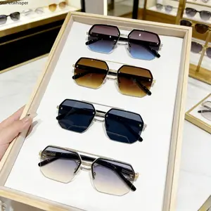 4-Pack Men's Trendy Geometric Rimless Sunglasses, UV400 Protection Lightweight Fashion Shades, Stylish Casual Eyewear Perfect for Daily Wear & Outdoor Activities