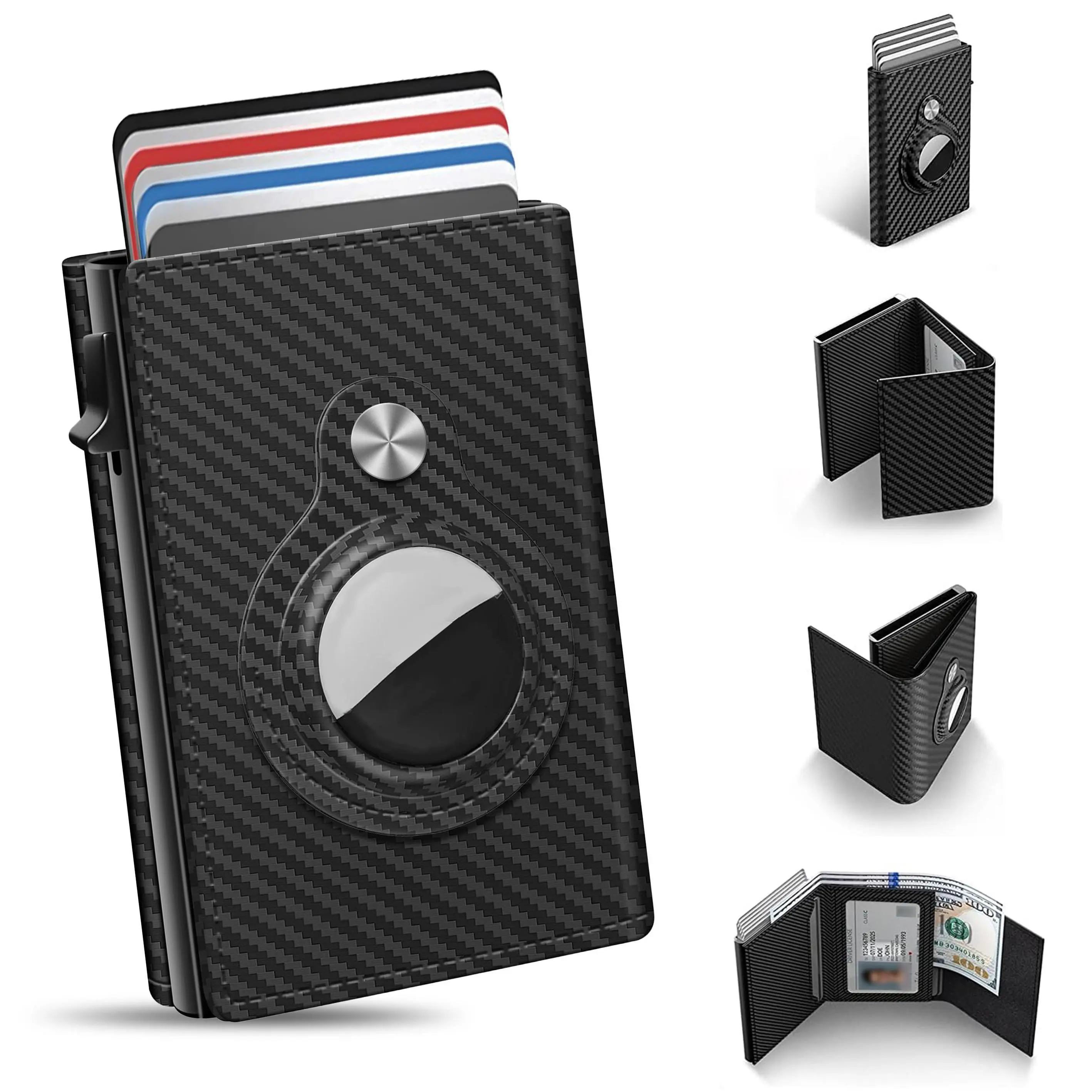 Men's RFID Wallet Slim Leather Smart Wallet Pop Up Card Holder with ID Window Cash Slot 9-14 Card Capacity Minimalist Front Pocket Wallet RFID Blocking Protection Gift for Husband Dad Boyfriend