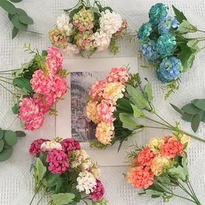 4PCS Faux Hydrangea Fake Flower Bridesmaid Bouquet for Wedding Party Home Decoration