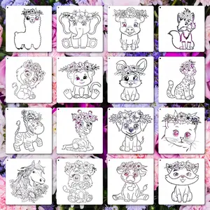 16 Animal and Flower Painting Templates, Reusable PET Stencils for DIY Art Projects, Washable for Spray Painting and Doodling