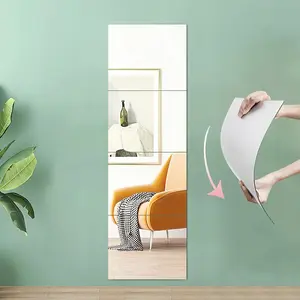 4/8/12pcs Self Adhesive Mirror HD Acrylic Mirror, Flexible Stick On Mirror Sheets, Frameless Wall Mirror, Plastic Mirror Wall Stickers, Home Decoration Is Not Fragile, Mirrors