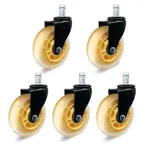 3 Inch Flower Core PU Wheel, 5 Counts/set Silent Universal Wheel, Furniture Foot Wheel Set for Office Chair, Home, Workplace