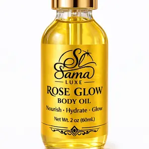 Sama Luxe Rose Glow Body Oil – Brightening & Hydrating Body Oil for Smooth, Radiant Skin – 2oz