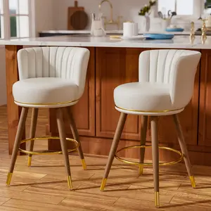 Counter Height Bar Stools Set of 2,24" H Seat Height Upholstered Kitchen Stools with Wood Legs and Footrest, Bar Chairs for Home Kitchen lsland.300lbs