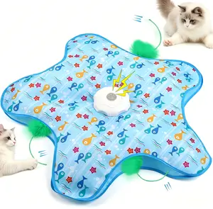 Interactive Unpredicatable Moving Feather Hunting Cat Toy , Hide and Seek Rechargeable Cat toy for bored cat,Automatic Chargeable，Indoor Exercise & Boredom Relief for All Breeds cats Moving Concealed Feathers, Real Bird Squeaky pot aroma cial off