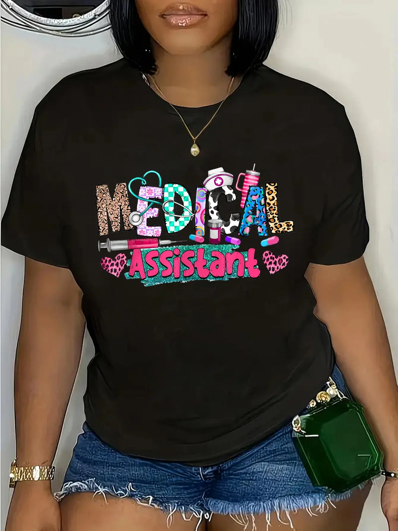 100% Cotton Unisex CMA Medical Assistant Nurse Leopard Stethoscope Women Men T-Shirt