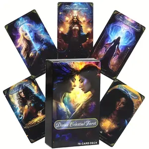 Divine Celestial Tarot Cards Set, 78 Unique Illustrated Astrological & Numerical Design, Insightful Readings, Ideal Gift for Beginners & Enthusiasts