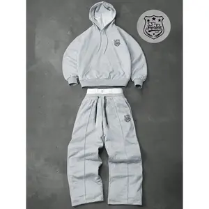 Men’s Two-Piece Sports Set, Hooded Sweatshirt and Drawstring Pants, Graphic Design, Perfect for Fall & Winter, Preppy Style