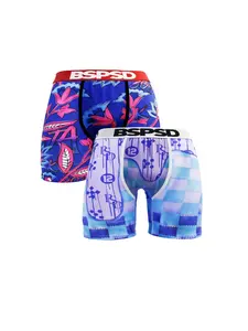 2Pcs Men's Boxers Briefs Comfortable Breathable Underwear Fashion Print Mens Boxershorts Daily Wear Swimming Underpanty for Men's Daliy Wear