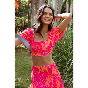 Addison Crop Top - Pink Tropics