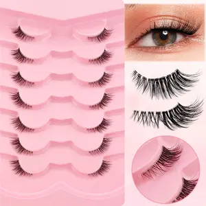 Half-eye False Eyelashes, 7 Pairs Natural Curling Wispy Faux Cluster Lashes, Full Volume Eyelash for Lashes Extensions, Eye Makeup Tool, Cluster Lashes Kit Volumized False Eyelashes, DIY Lash Clusters, Fake Lashes, Volume Focused Lashes