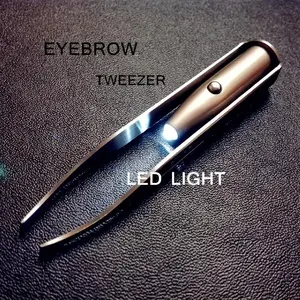 [Upgraded Brow Tweezers] Portable Upgraded LED Light Brow Tweezers | Precision Makeup Tool with Intelligent Design for Perfect Eyebrow Shaping and Eyebrow Shaper, Fake Lash Application, Battery Powered, Brush Head | Includes Button Battery