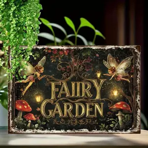 Hello Young Vintage fairy garden metal sign! Wall art for living room/bedroom/kitchen/bathroom, fairy tale decor, Indoor Home Decoration!
