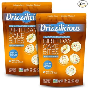 2 Pack - Drizzilicious Birthday Cake Mini Rice Cakes 4 oz