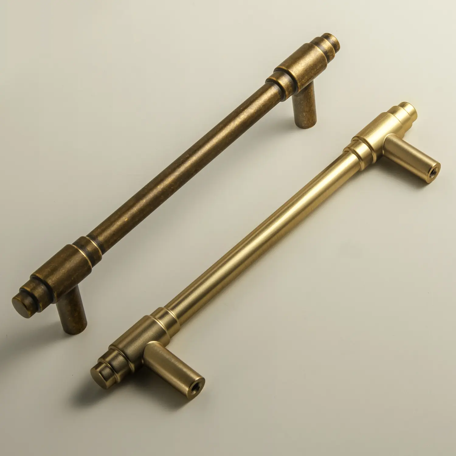6 Pack Champagne Bronze Zinc Alloy T-Bar Pipe Style Cabinet Pulls, Modern Industrial Drawer Handles with Mounting Screws for Kitchen Cupboards, Dressers