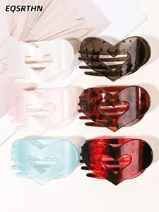 This collection of hollowed-out heart-shaped hair clips, Hair clip set, features a gentle macaron color, paired with a retro amber tortoiseshell pattern, The hollowed-out heart design can not only be used for gentle updo but also to embellish loose ha