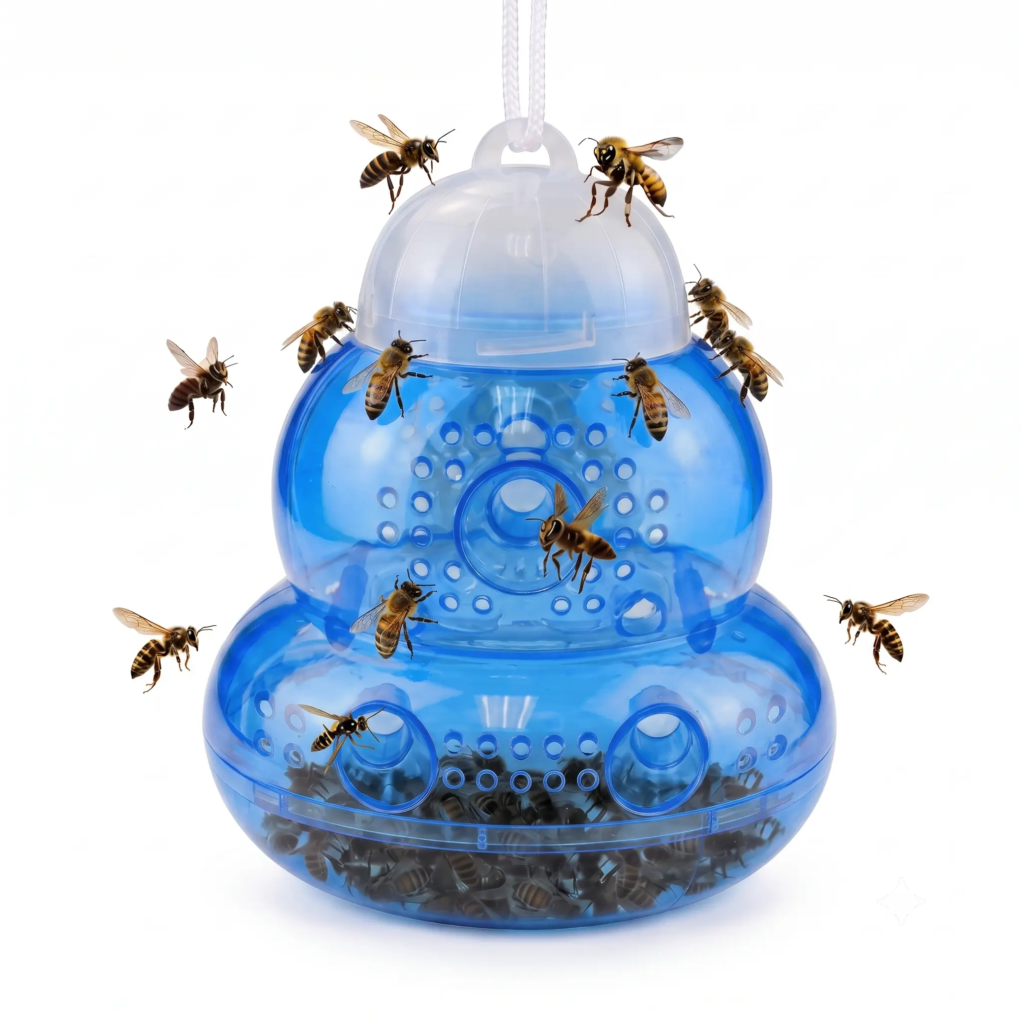 Upgraded Wasp Trap Outdoor Hanging, Reusable Yellow Jacket Trap with Bait Reservoir, Carpenter Bee and Hornet Catcher, Hanging Wasp Catcher for Outdoor Use