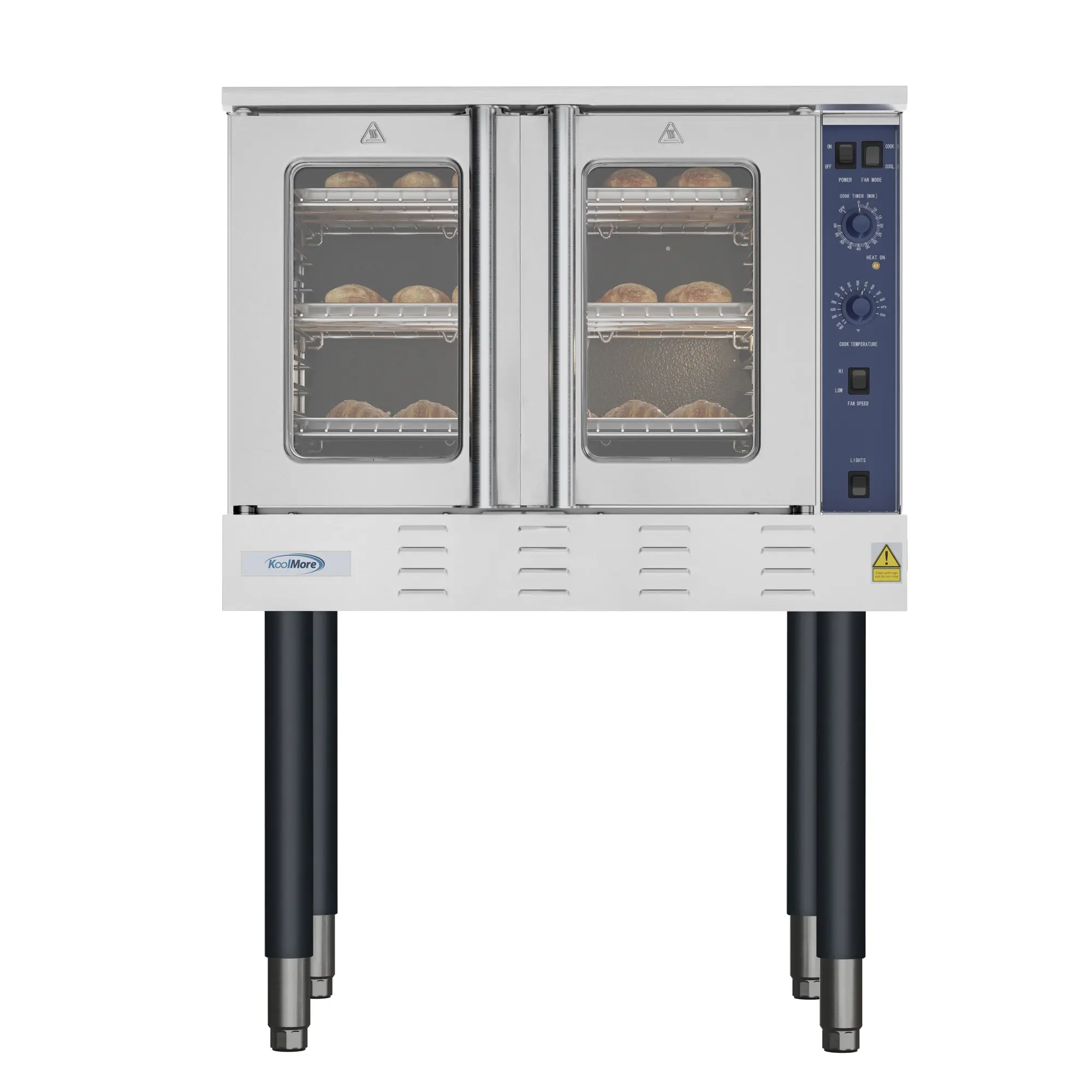 38 in. Full Size Single Deck Commercial Natural Gas Convection Oven for Bakeries, 54,000 BTU, Dual Doors, 150°F to 500°F Temp Range, 120V Plug, Built-In Lighting (KM-CCO54-NG)