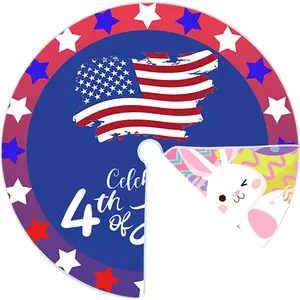 15 Inch Mini Double Sided Print Tree Skirt for Easter 4th of July American Flag Independence Day Memorial Day Holiday Party Home Tabletop Christmas Tree Decoration