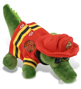 DOLLIBU 6" Polyester Stuffed Fireman Alligator Toy - Removable, Big-Eyed, Safe for Ages 0+