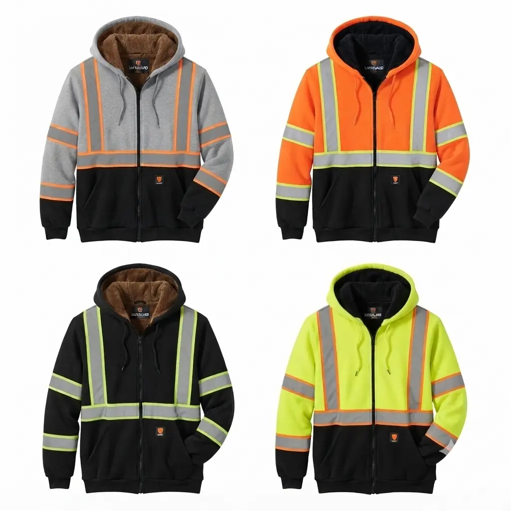 0515 Winter Insulation Fur Lining Heavy Hoodie Sweater with Reflective Tape for Men warm and comfort Long Sleeve Stylish Menswear Sweatshirts, Tops, Casual Hoodie Jacket