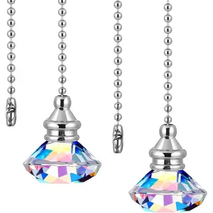 2 Pieces Light Pull Chain Extension Decorative Ceiling Fan Pull Chain Ornaments, 1 Meter Long Each, Rainbow Color