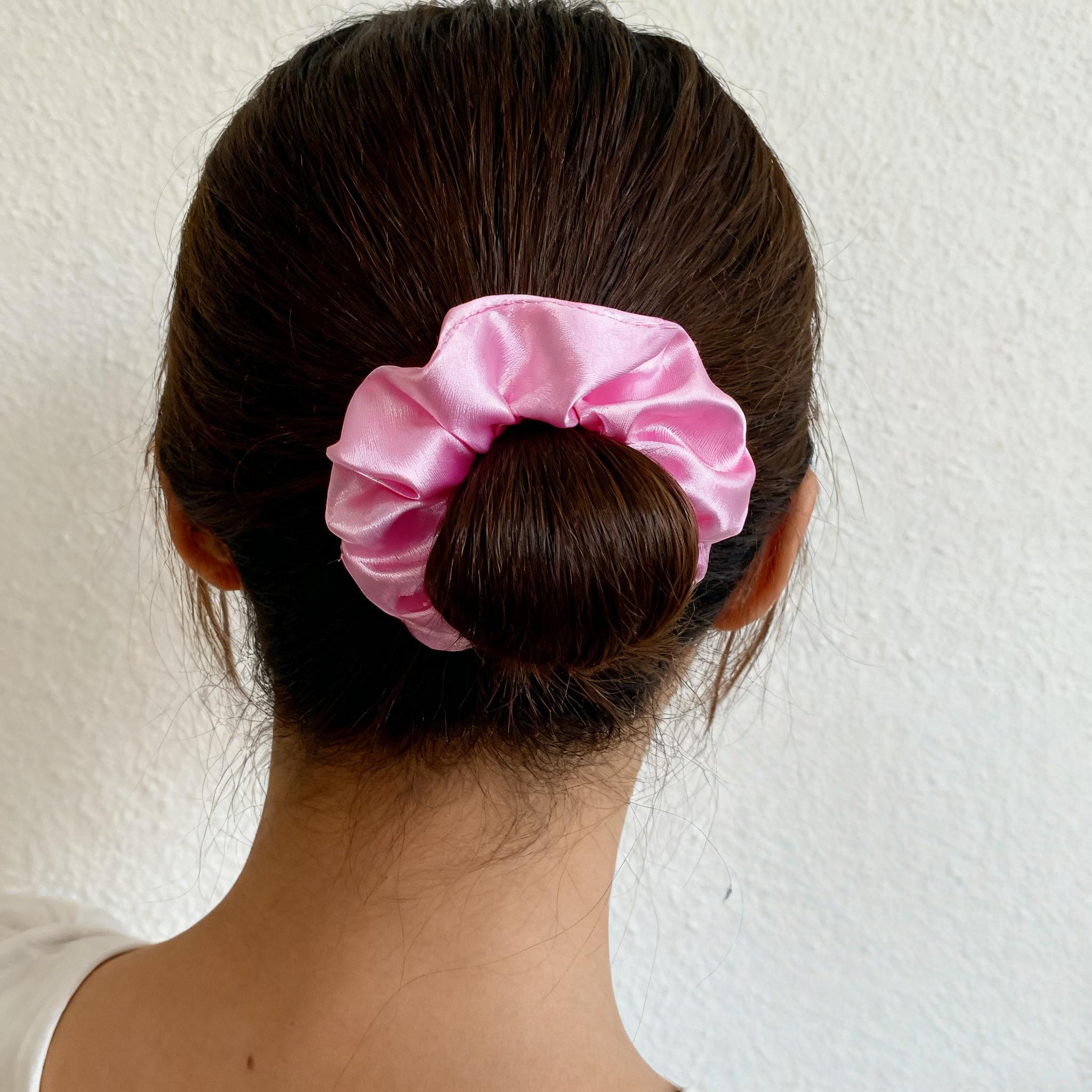 17KM Pink Satin Hair Scrunchie - Soft & Durable for Styling - Perfect for Everyday Use