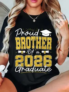 100% Cotton Proud Brother of A 2026 Graduate Senior 2026 Grad Family T-Shirt