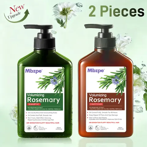 MBZPE Organic Rosemary Oil Biotin Haircare Shampoo & Conditioner Nourish Kit, Sulfate-Free Wash for Adults, Anti-Hair Fall, Thinning & Dandruff Care, Frizz Tamer, Breakage Reducer, Gloss Booster, Non-Toxic for Men & Women