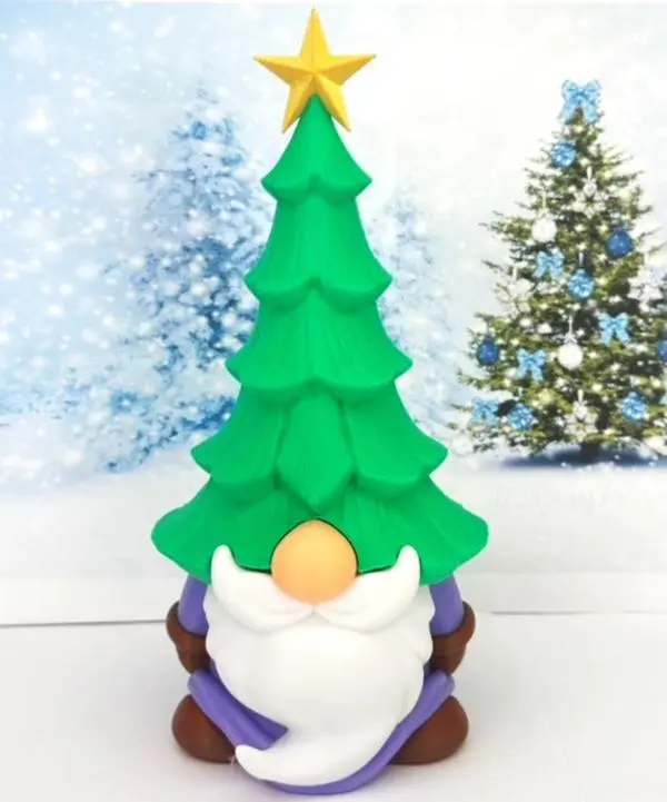 Pine Head Gnome Figurine 7.75 Inch Large Gnome Holiday Scandinavian Christmas Decorations for Home 3D Printed in USA