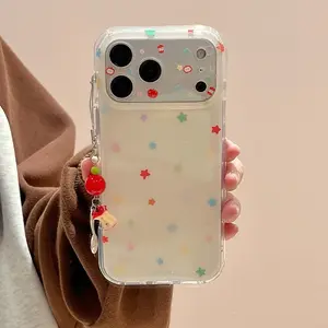 Phone case suitable for iPhone | IMD Mirror Shell IND | Milk White Colorful Star | Apple Pendant | Gift | Protective Phone Cover | 11 12 13 14 15 16 17 Pro Max