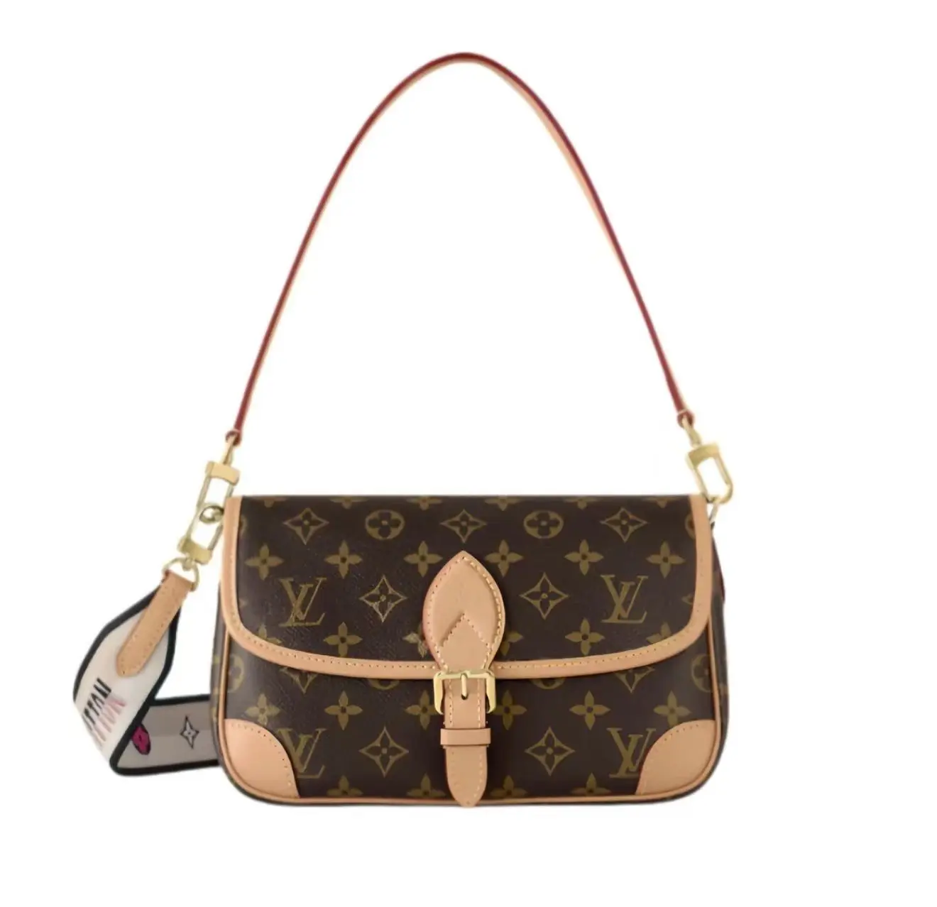 Pre-owned Louis Vuitton coated canvas Shoulder Bags LV Diane baguette Bag 19x10.5x6 cm with black strap