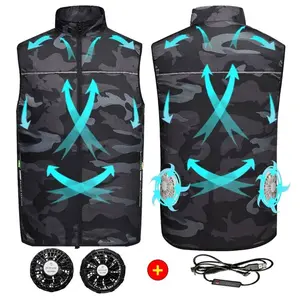 Men's Outdoor Cooling Vest Jacket, Smart Fan Back Cooler Clothing, Breathable Cool Outerwear, Rechargeable Work Air Conditioner